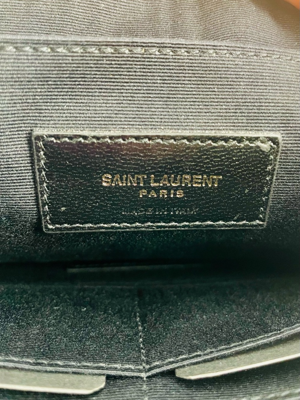 Saint Laurent Black Croc-Embossed Leather Pouch with Tonal YSL - Picture 7 of 11